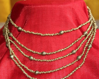 Elegant  5 strand brass necklace made in Ethiopia