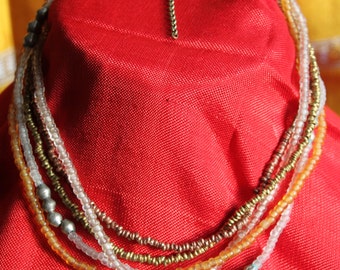 Multistrand necklace showcasing traditional Ethiopian beads