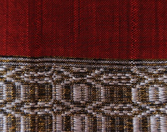 Rich Red Scarf with Black Tassels