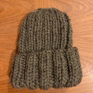 Ponytail or Bun Hand Knit Cuff Hat. Choose your size and color Medium Brown