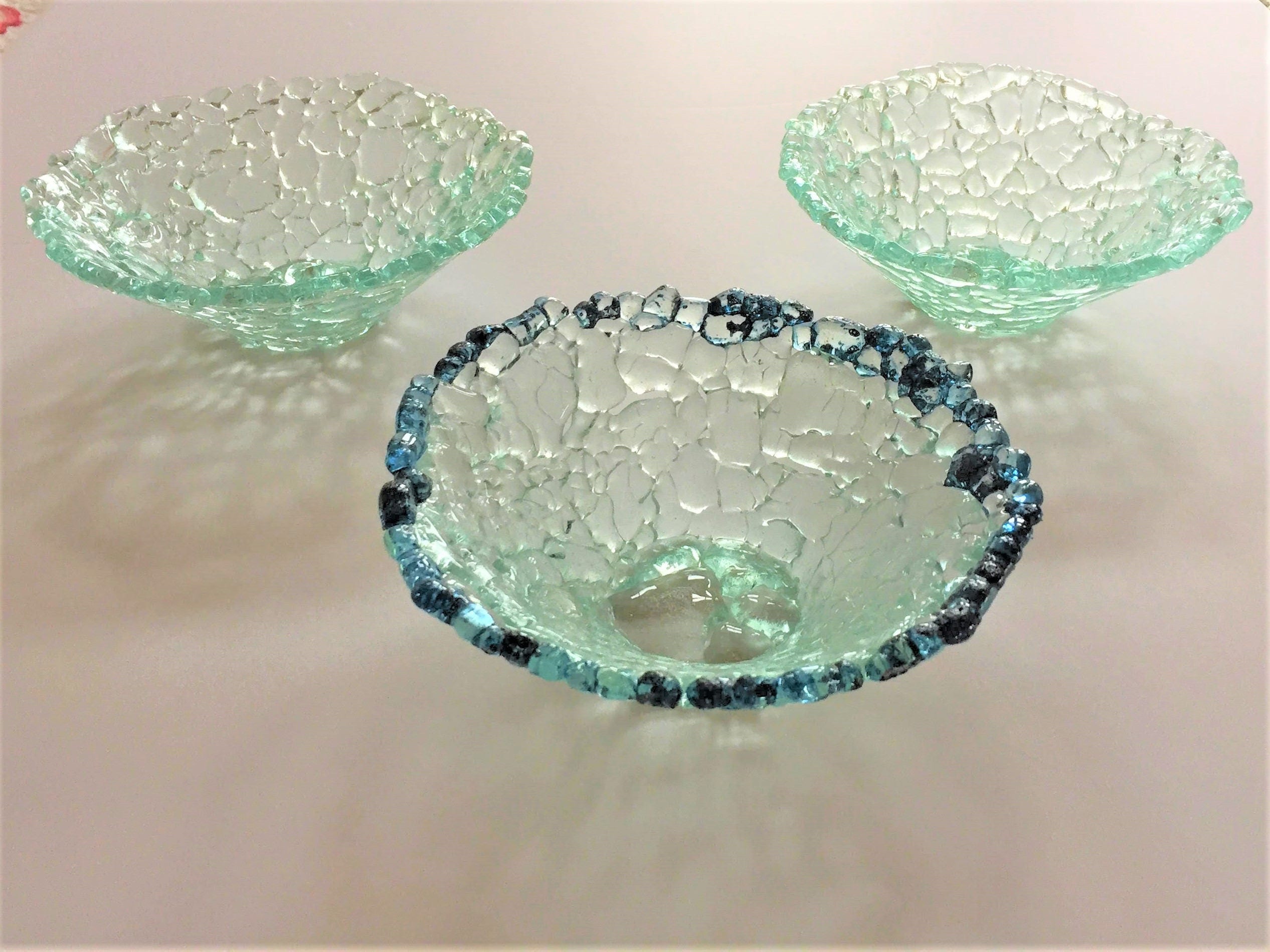 Shatterglass Fused Glass bowl Upcycled Recycled Tempered Glass Etsy