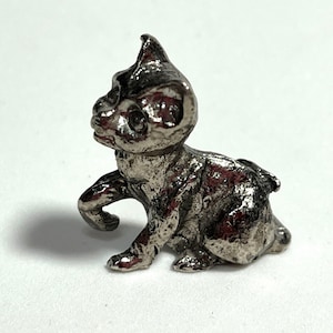 Vintage Miniature Pewter Cat Figurine