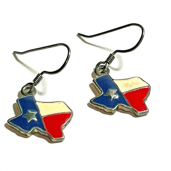 Texas Enamel Hook Dangle Earrings - image 1