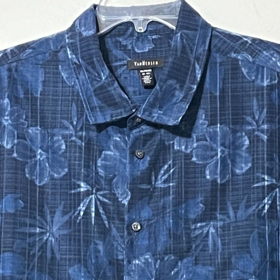 Van Heusen Mens 18 XXL Hawaiian Blue Shirt 1990s - image 7