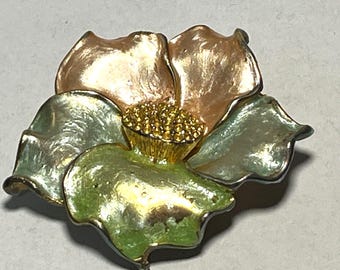 Vintage Pastel Floral Enamel Lapel Pin Brooch