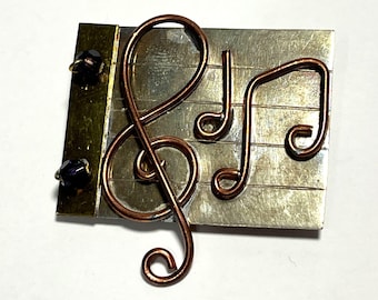 Handcrafted Copper Wire Musical Note Lapel Pin Brooch