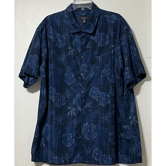 Van Heusen Mens 18 XXL Hawaiian Blue Shirt 1990s - image 4