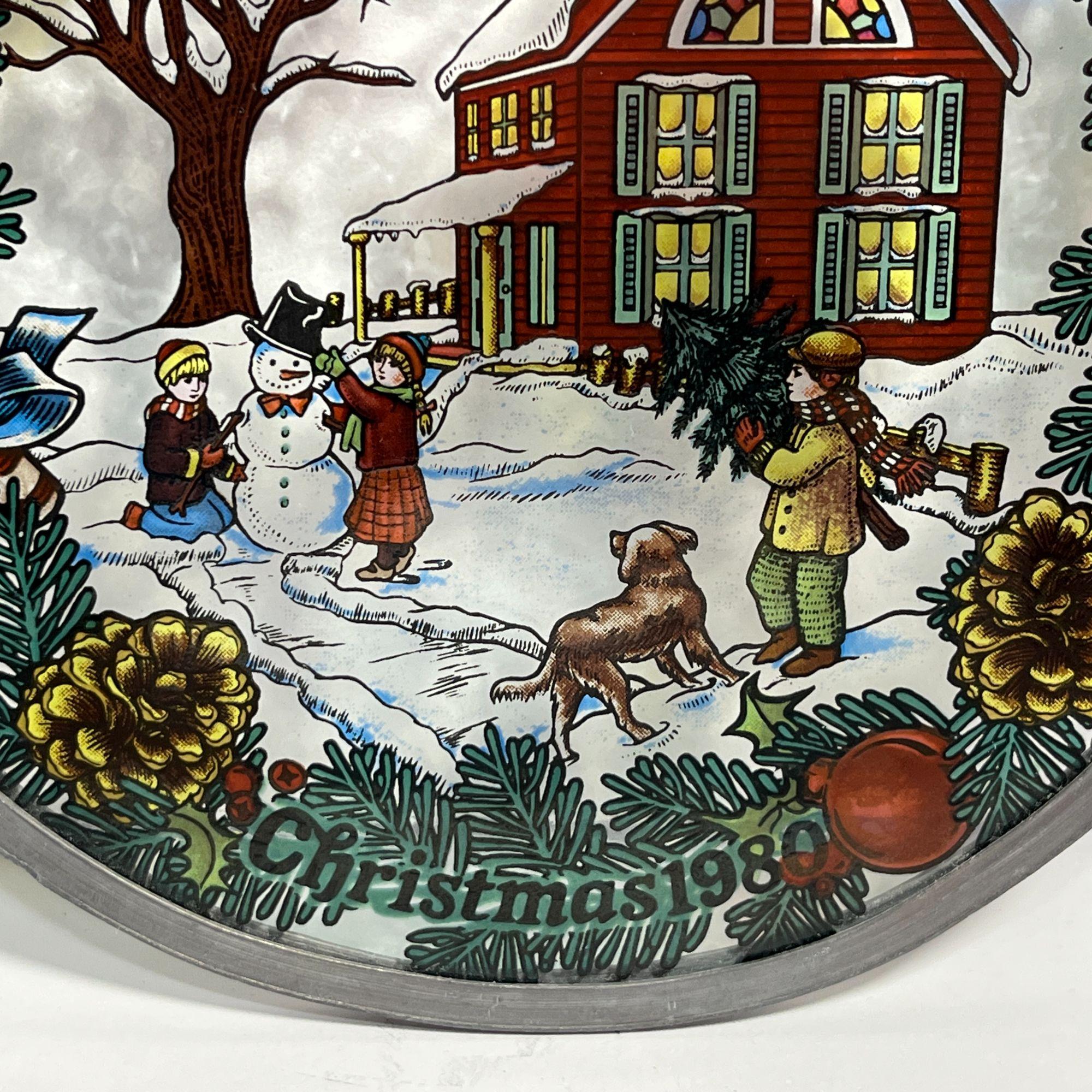 Vintage Glassmasters Christmas 1980 Stained Glass Winter Scene - Etsy