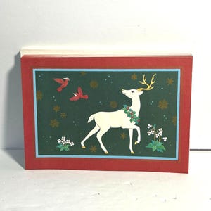 Cartões de felicitações de Natal vintage, conjunto de 13 renas e cardeais