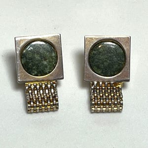 Vintage Goldtone Wrap Around Cufflinks With Jade Stones