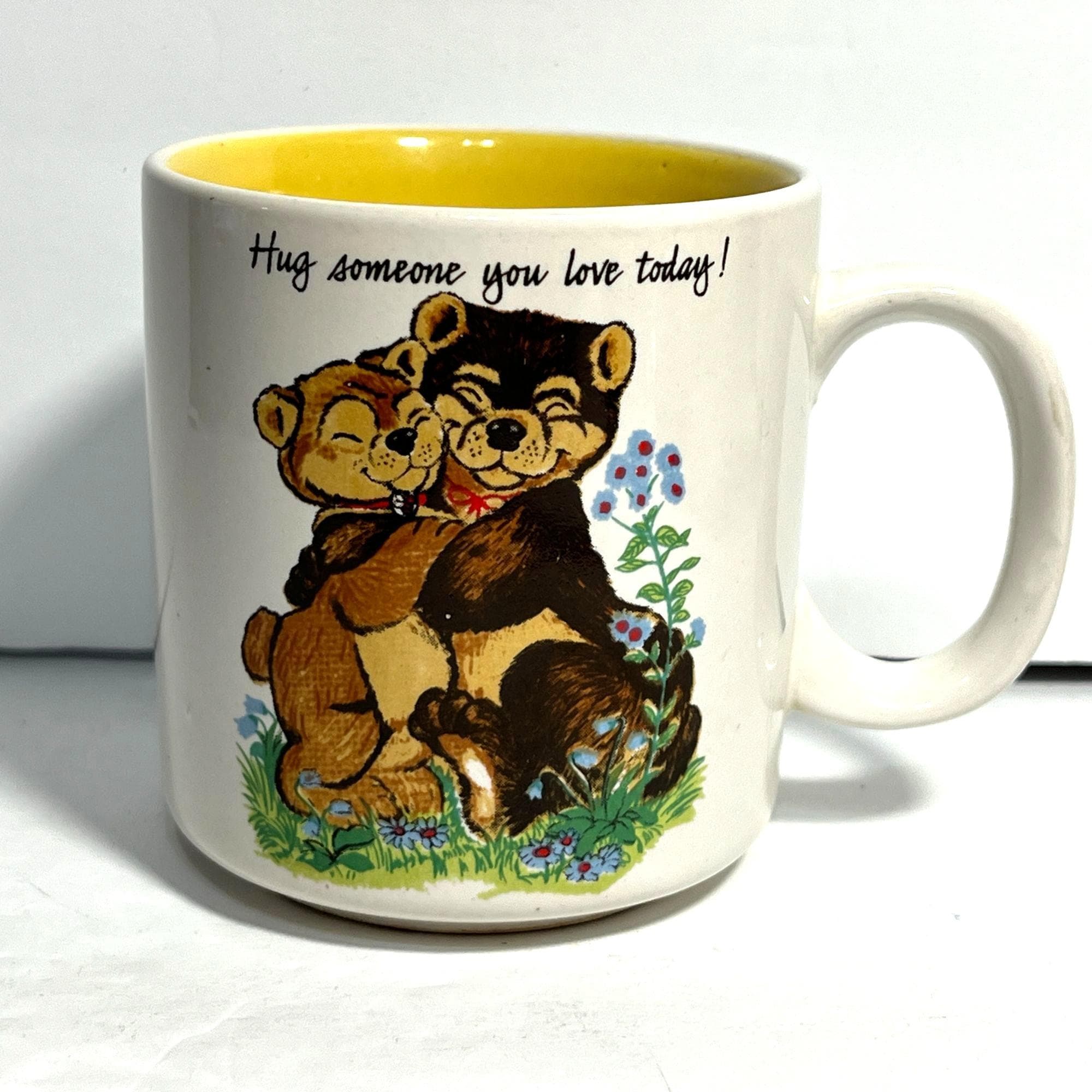 Vintage 1970s Teddy Bear Mug Hug Someone You Love Today - Etsy