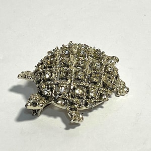 Vintage Rhinestone Turtle Lapel Pin Brooch