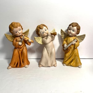Vintage Christmas Homco Angel Figurines Playing Musical Instruments