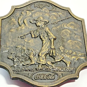 Coca Cola Bergamot Brass Works Fishing Boy Belt Buckle 1970