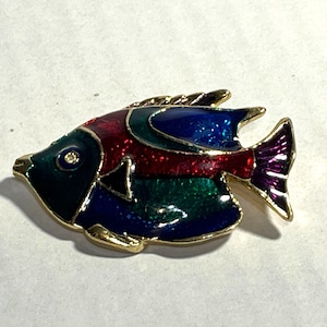 Colorful Enamel Rhinestone Fish Lapel Pin Brooch