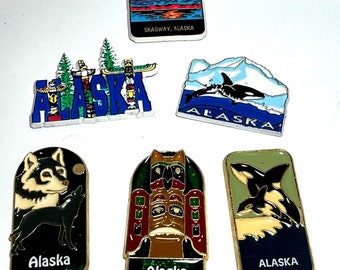 Lot de 5 aimants pour réfrigérateur souvenirs de voyage en Alaska vintage