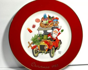 Vintage Christmas Santa Plate by Brian Day 1982