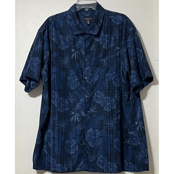Van Heusen Mens 18 XXL Hawaiian Blue Shirt 1990s - image 1