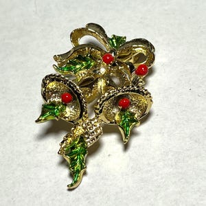 Christmas Gerrys Holly Bells Lapel Pin Brooch