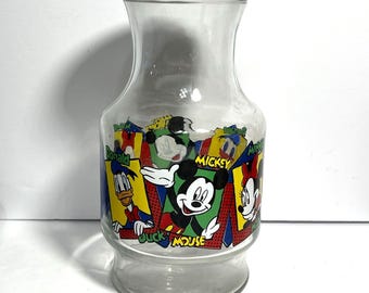 Caraffa per succo in vetro Anchor Hocking, vintage Disney Topolino e i suoi amici
