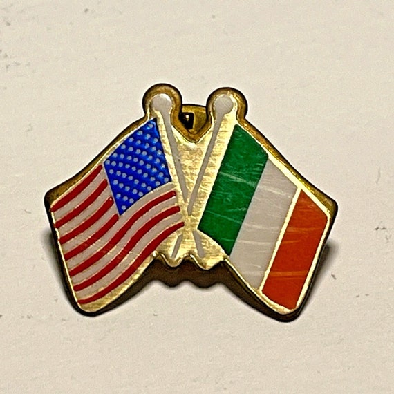 Vintage USA Ireland Flags Lapel Pin