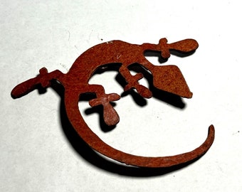 Vintage Terra Cotta Metal Southwestern Lizard Fridge Magnet