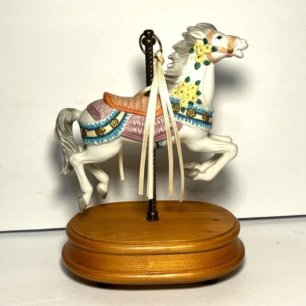 Carousel Horse Music Box Plays You Light Up My Life 1980s