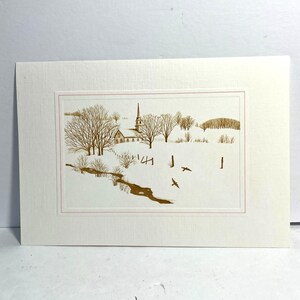 Lot de 10 cartes de Noël vintage Hallmark avec scène d'église en hiver