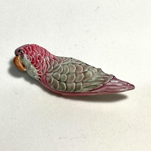 Vintage Bird Brooch Pink Cockatoo Pin