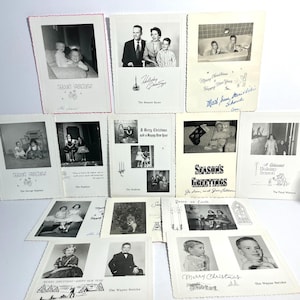 Lote de 45 cartões de felicitações de família vintage com fotos de Natal VEJA TODAS AS FOTOS