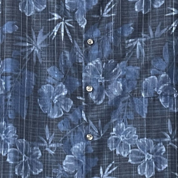 Van Heusen Mens 18 XXL Hawaiian Blue Shirt 1990s - image 10