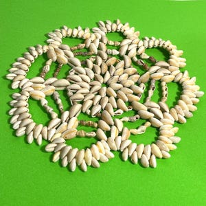 Vintage Natural Cowrie Shell Boho Trivet 8.5 inch