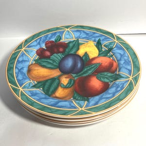 Assiettes à salade en porcelaine Victoria Beale, motif Fruits défendus, lot de 4