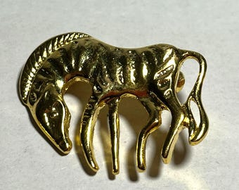 JP136. Vintage Gold Tone Zebra Brooch. New, Old Stock. - Etsy