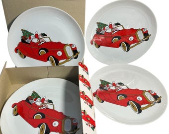 Conjunto de 4 pratos de Natal conversíveis vermelhos do Papai Noel