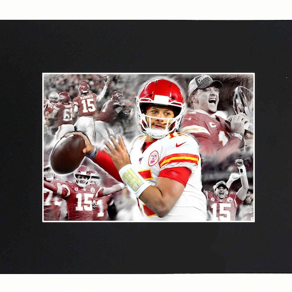 Patrick Mahomes II  Kansas City Chiefs Portrait Art Artworks Print Picture Photograph Small Poster Decor Display Size with Matted 8"x10"