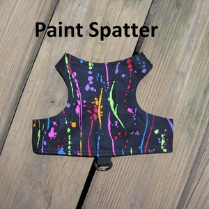 SafetyKatz Walking Jacket Paint Spatter; Custom Made Cat Reversible Harness Vest Collar Kitten Kitty