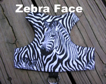 SafetyKatz Walking Jacket Zebra Face ; Custom Made Cat Reversible Harness Vest Collar Kitten Kitty