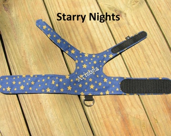 SafetyKatz Walking Jacket Starry Nights Print ; Custom Made Cat Reversible Harness Vest Collar Kitten Kitty