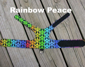 SafetyKatz Walking Jacket Rainbow Peace; Custom Made Cat Reversible Harness Vest Collar Kitten Kitty