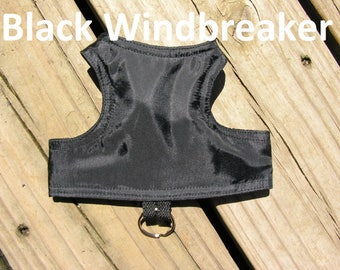 SafetyKatz Walking Jacket Black Wind Breaker ; Custom Made Reversible Cat Harness Vest Collar Kitten Kitty