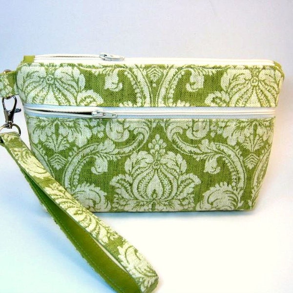 Large Wristlet, iPhone Plus  Wristlet Wallet, Clutch bag with Removal Strap fits Checkbook,iPhone 6+,Android Samsung Galaxy,Soft Green Color