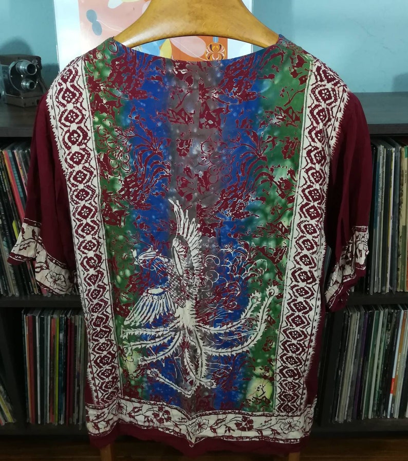 Vintage 70s TUGU  AGUNG  Indonesian Batik  unisex shirt Etsy