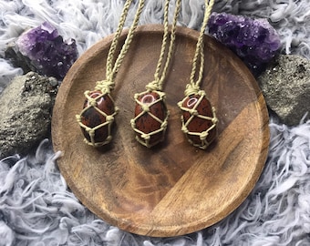 Mahogany Obsidian Macrame Crystal Necklace