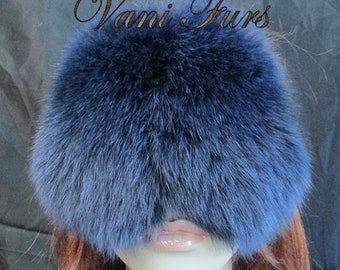 Navy blue Fox Fur Sleep Mask Blindfold