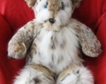 Oso de peluche piel de lince genuina 16"