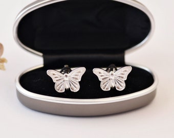 Butterfly cufflinks, silver butterfly, handmade cufflinks, gift for him, graduation gift, wedding gift, birthday gift, gents jewellery