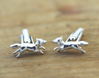 Silver fox cufflinks, fox jewellery, silver foxes, gents jewellery, mens cufflinks, gifts for him, wedding cufflinks, silver cufflinks, uk