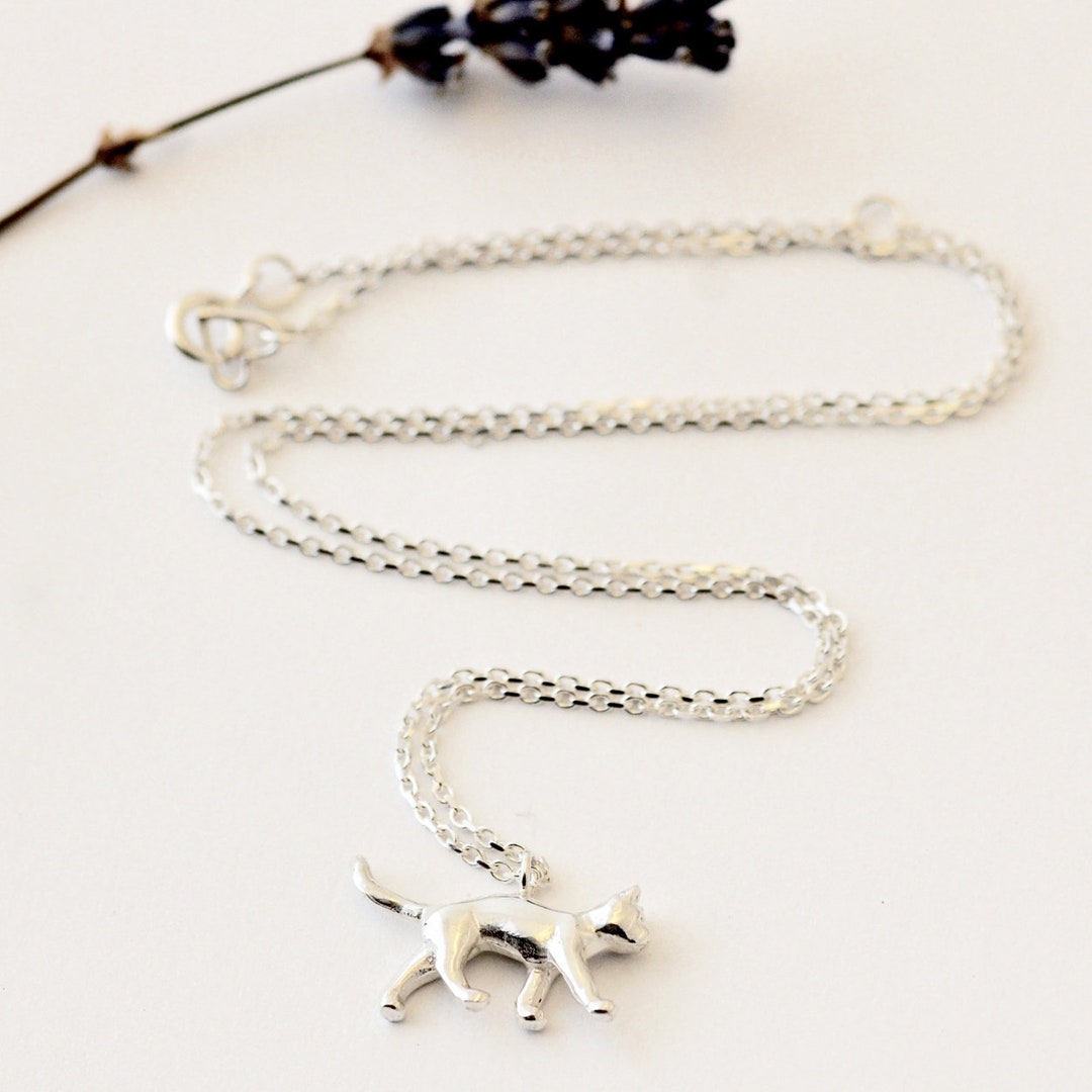 Personalised Cat Pendant Necklace with Birthstone Charm Gift Boxed & Free  Delivery UK