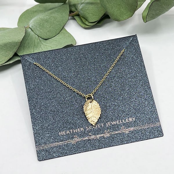 Gold Leaf Necklace Etsy